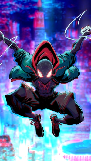 Miles Morales Spider-Man in a city