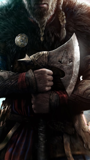 Eivor from Assassin's Creed Valhalla holding an axe
