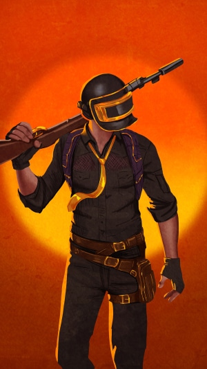Player from PUBG holding a rifle
