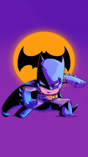 Minimalist Batman Art with Bat Symbol Moon