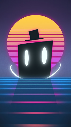 Abstract figure with top hat against sunset