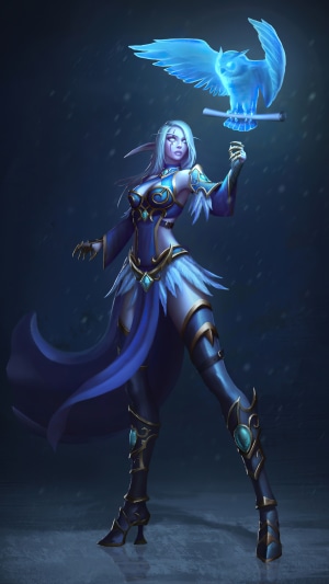 Fantasy Elf Sorceress with Spirit Owl