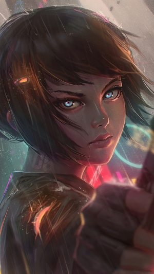 Artwork of a woman with blue eyes