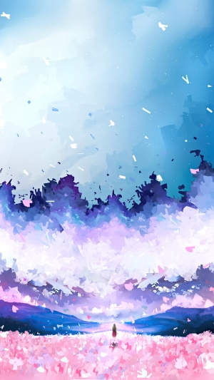 Artwork of a girl in a field of flowers