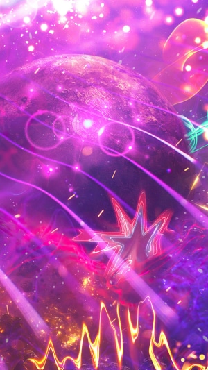 Abstract digital art with nebula and glitch patterns