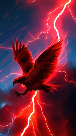 Red Eagle in Lightning Storm 4K