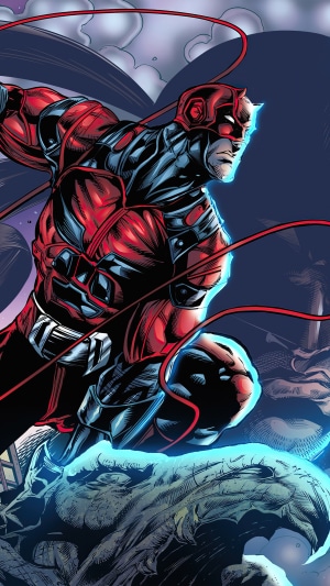 Daredevil in red and black suit
