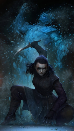 Arya Stark fighting the Night King from Game of Thrones 4K