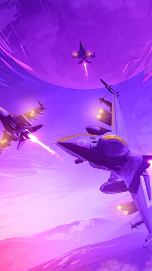 Fighter Jets in a Purple Alien Landscape