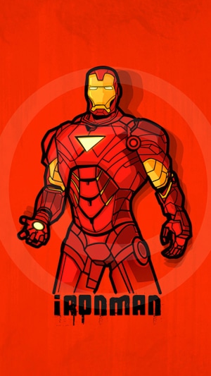 Iron Man artwork with concentric circles background
