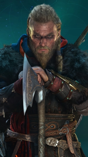 Eivor from Assassin's Creed Valhalla holding an axe