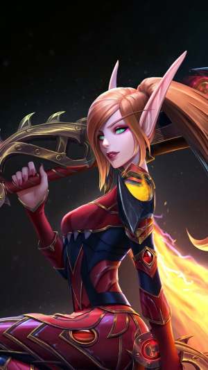 Elf warrior with sword from World of Warcraft 4K