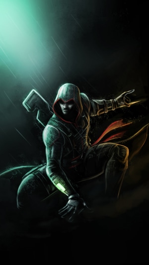 Assassin from Assassin's Creed in the rain