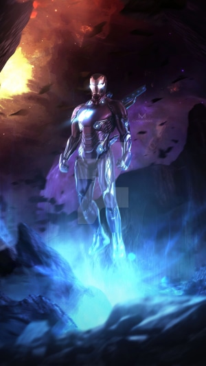 Iron Man from Marvel in a cosmic landscape