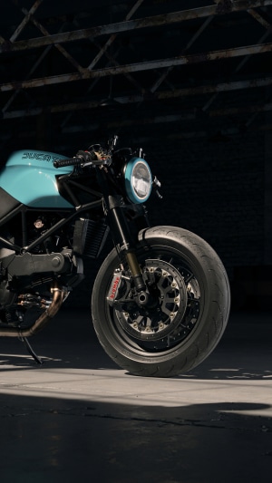 Ducati motorcycle in a warehouse