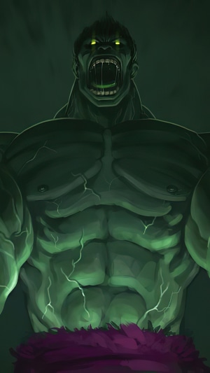 The Hulk roaring in digital art 4K