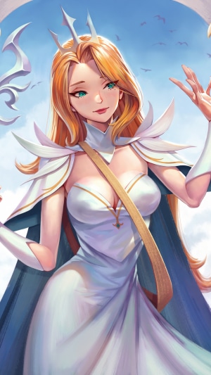 Digital art of a woman in a white dress
