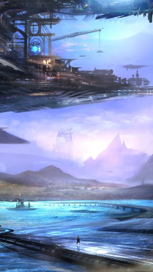 Sci-fi city construction and landscape