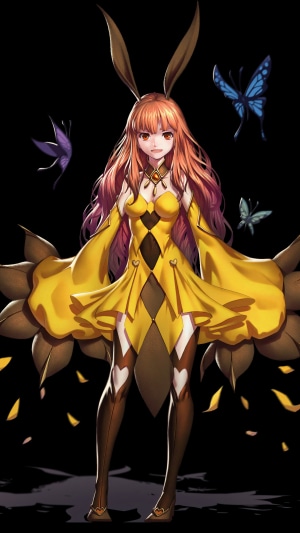 Anime girl with bunny ears and yellow dress