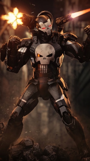 War Machine Punisher Armor with Guns Firing