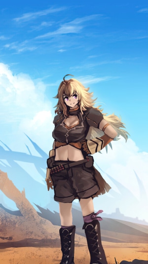 Yang Xiao Long from RWBY in a desert landscape