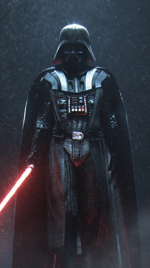 Darth Vader from Star Wars holding a lightsaber
