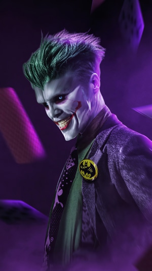 Joker artwork with purple lighting
