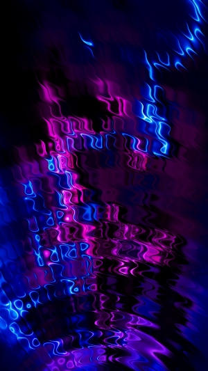 Abstract digital art with neon blue and pink waves