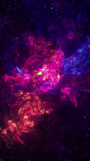 Abstract digital art of a colorful nebula in space