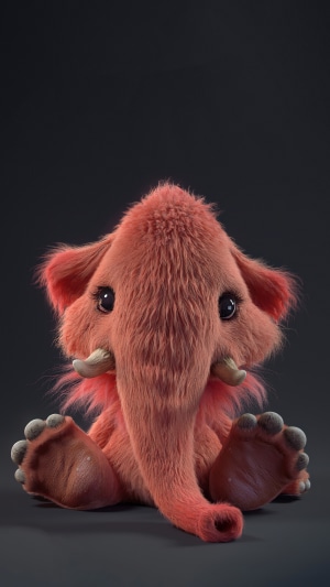 Fluffy pink baby mammoth artwork