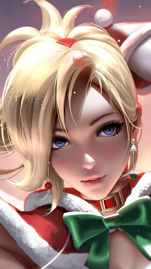 Mercy from Overwatch in Christmas attire