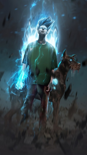 Shaggy and Scooby-Doo with Super Saiyan Aura