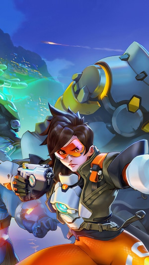 Tracer from Overwatch 2 with other heroes
