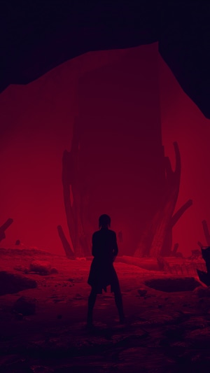 Jesse Faden from Control in a red landscape