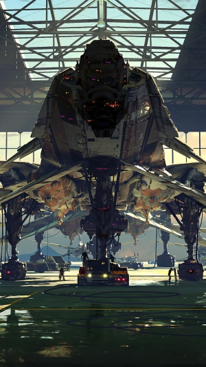 Massive spaceship in a hangar