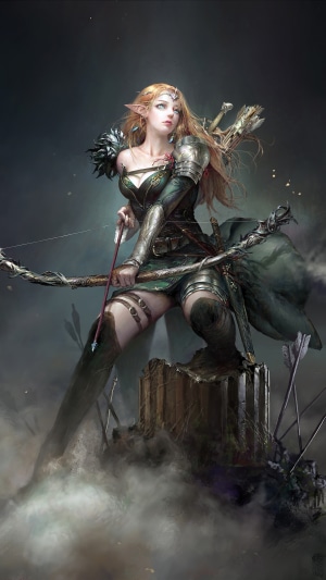 Elf Archer with Bow and Arrows