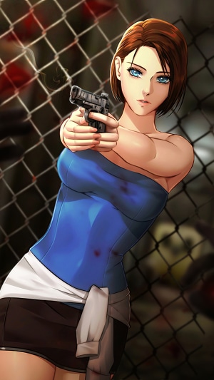Jill Valentine from Resident Evil 3 holding a handgun
