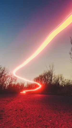 Light painting on a road at dusk