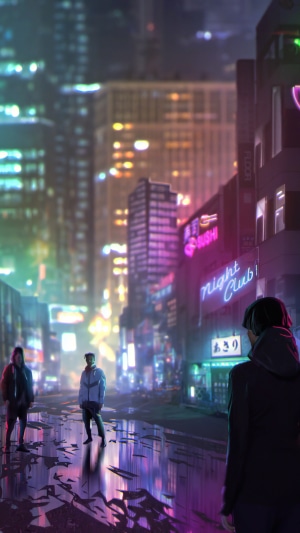 Digital Art of a Cyberpunk City at Night
