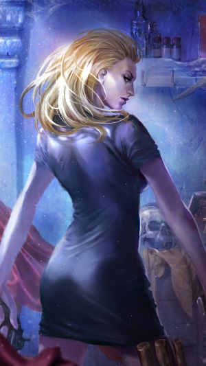 Artwork of a blonde warrior woman