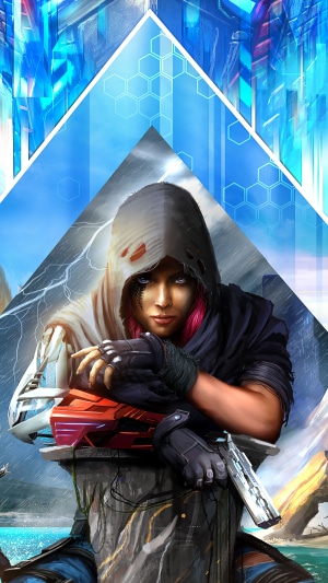Woman with cybernetic arm and gun
