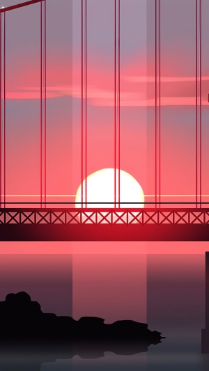 Minimalist bridge at sunset 4K
