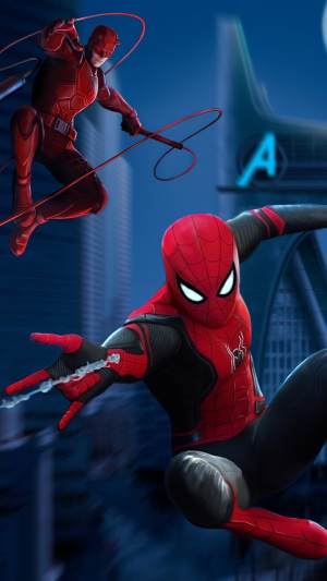 Spider-Man and Daredevil in a City