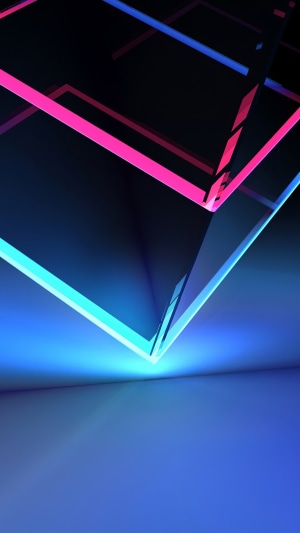 Abstract neon cubes in digital art 4K
