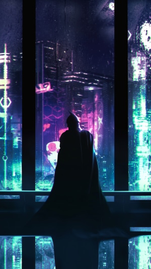 Batman in a futuristic city