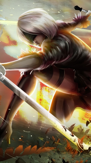 2B from NieR: Automata in digital art