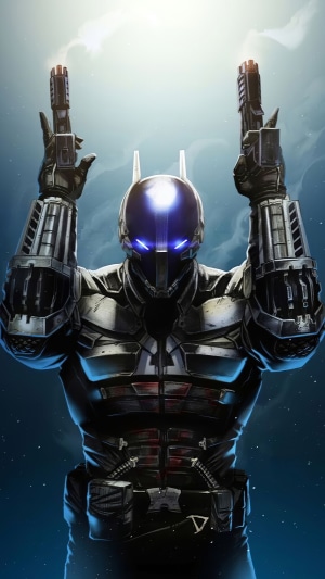 Batman from DC Comics holding guns