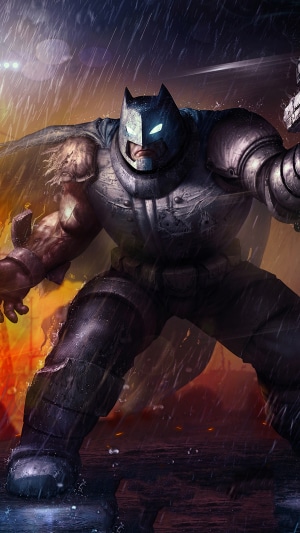 Batman in Armored Suit in Rain