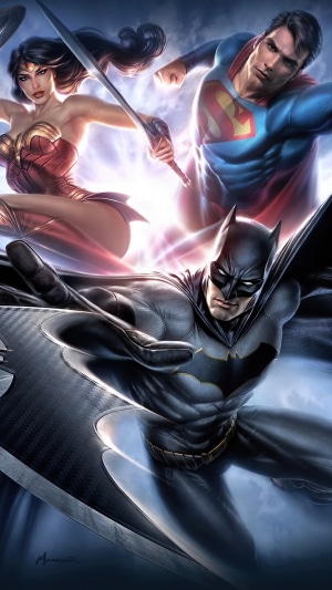 Batman, Superman, and Wonder Woman artwork