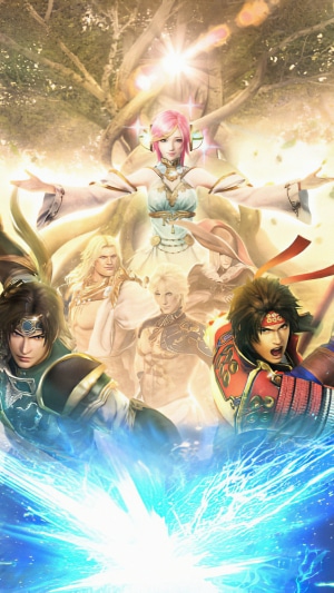Warriors Orochi 4 characters with glowing tree